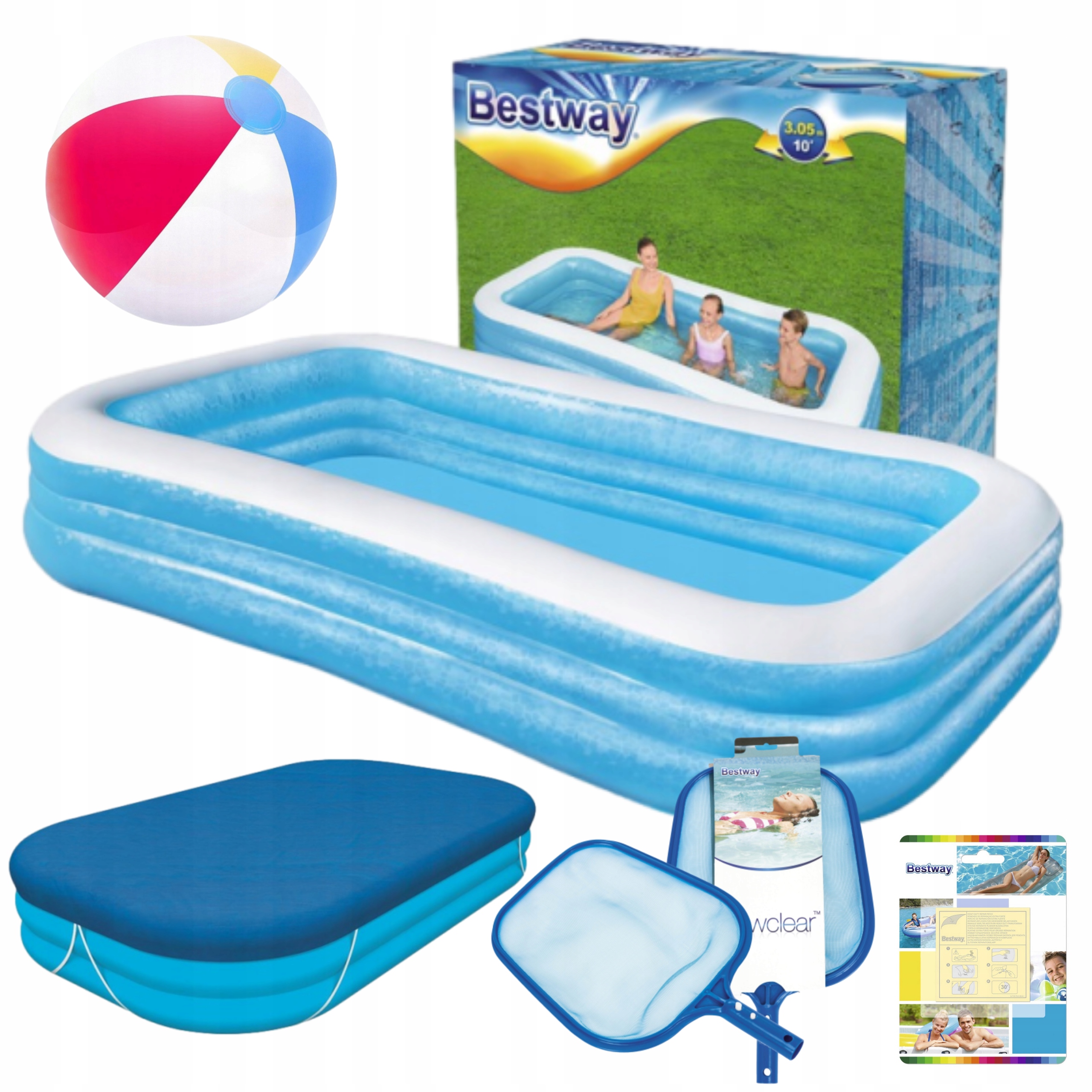 Bestway Veľký Nafukovací Bazén Rozperný 305x183 5v1 Bazén Pre Deti Sada