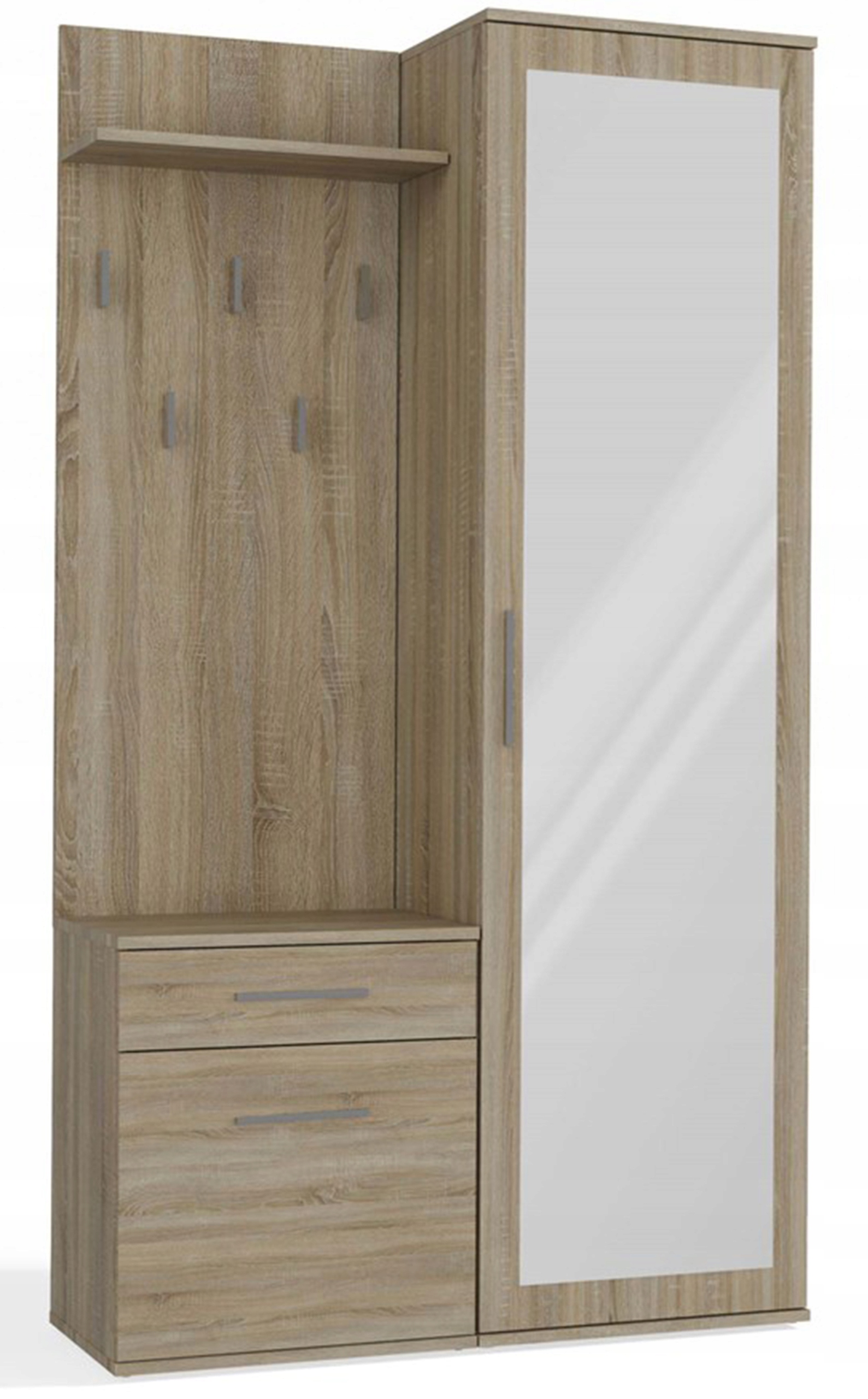 Sada do předsíně Duvio s šatní skříní a zrcadlem 100 cm dub sonoma