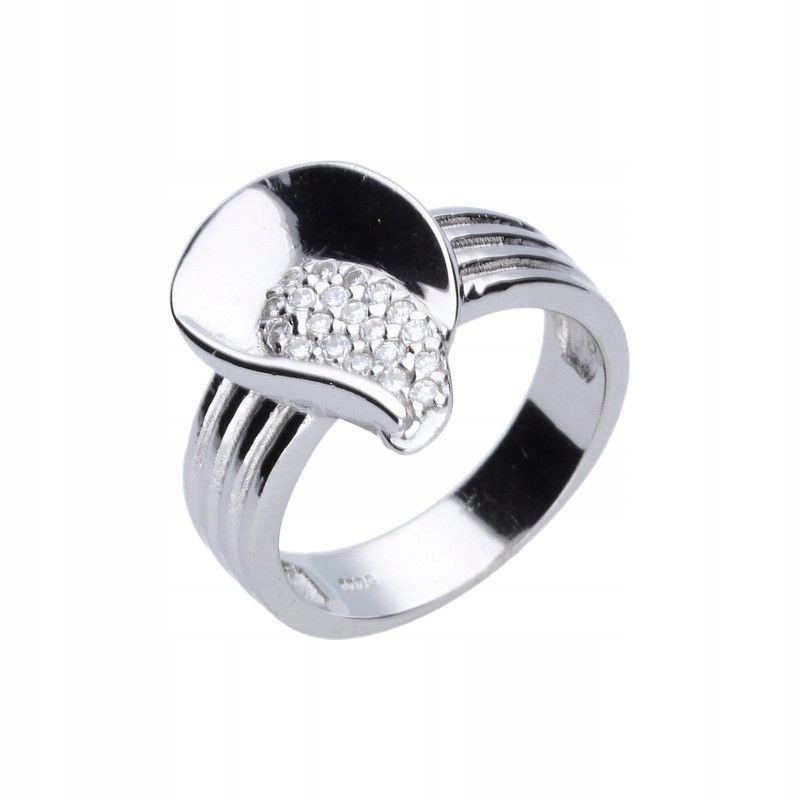 Dámský stříbrný prstýnek 925, list se zirkony, módní vzor jako dárek r14