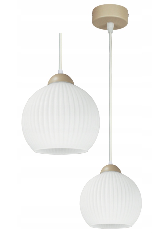Závěsná stropní lustrová lampa Glass béžová s rýhovanými stínidly pro obývací pokoj