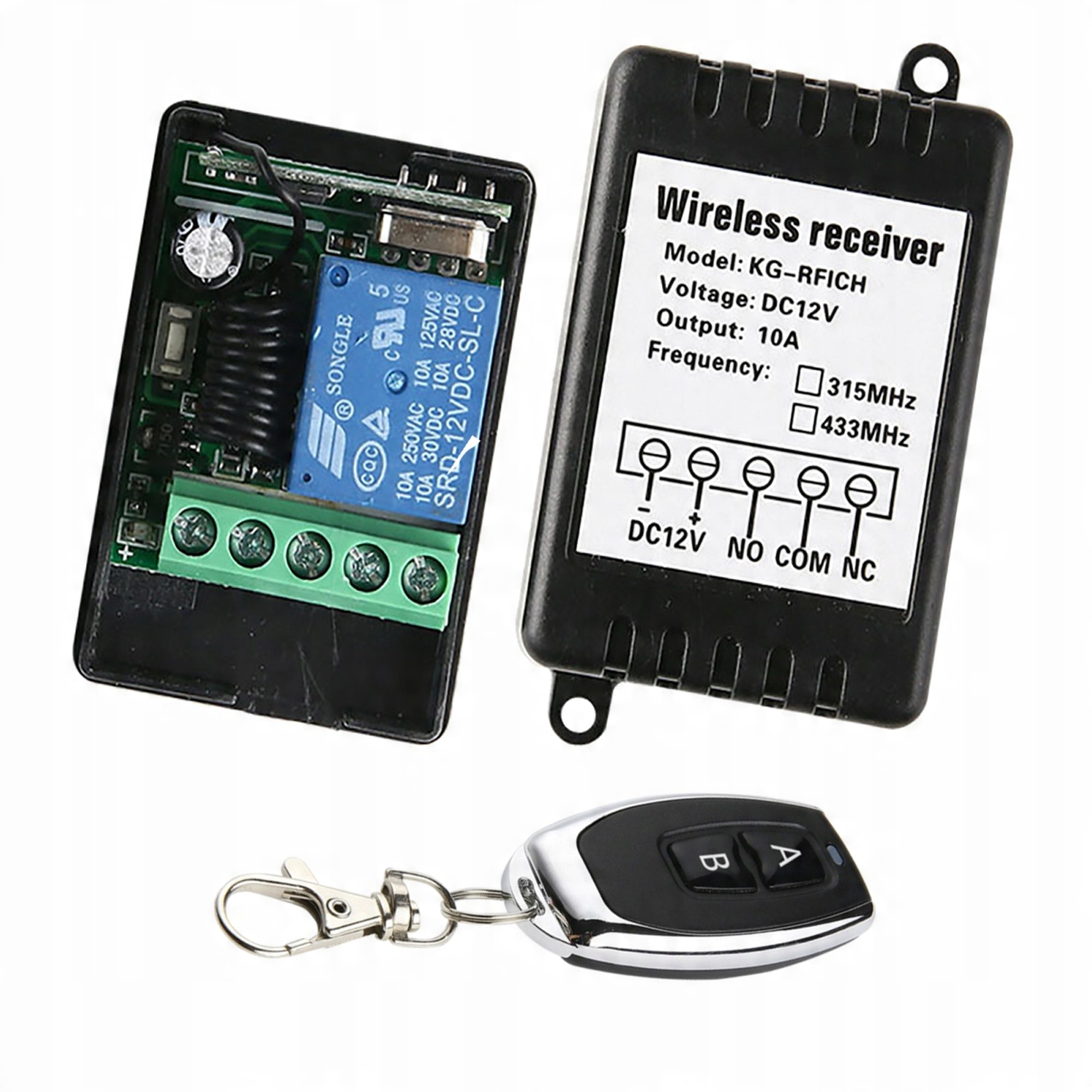 

Przekaźnik z pilotem w obudowie 1CH 433Mhz 12V