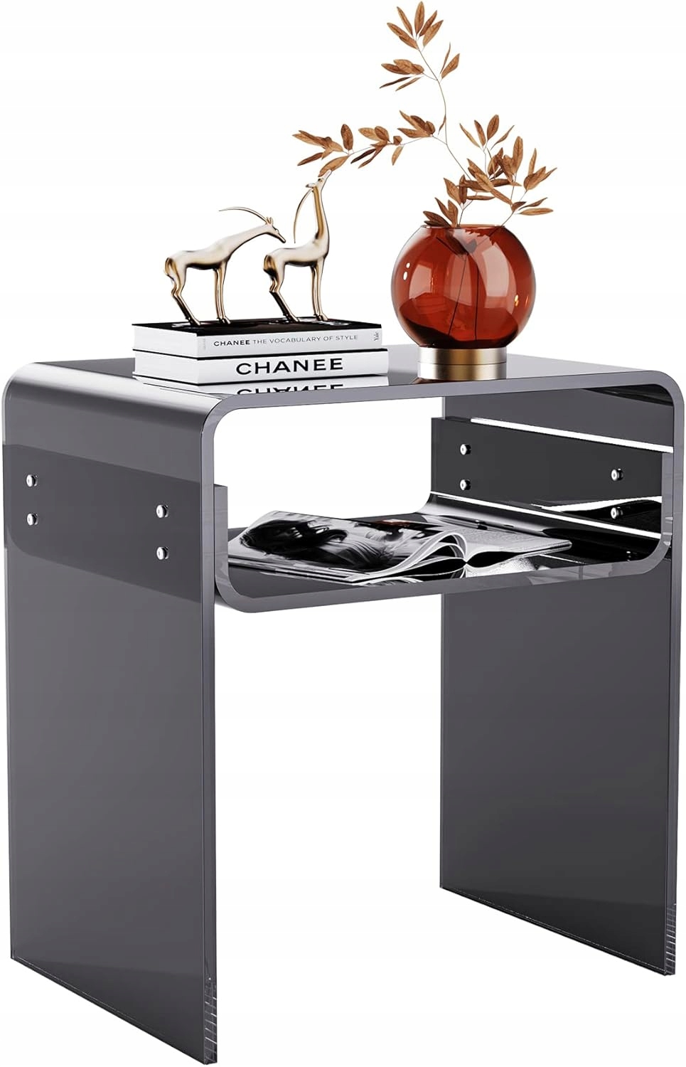 Průhledný akrylový 2-úrovňový stolek (černý)