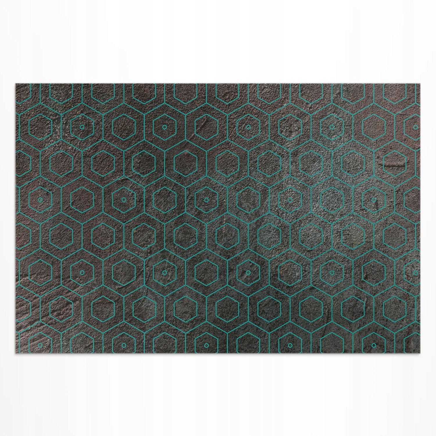 Vinylový koberec do záhrady na balkón Heksagony retro surový dizajn 120 x 80 cm