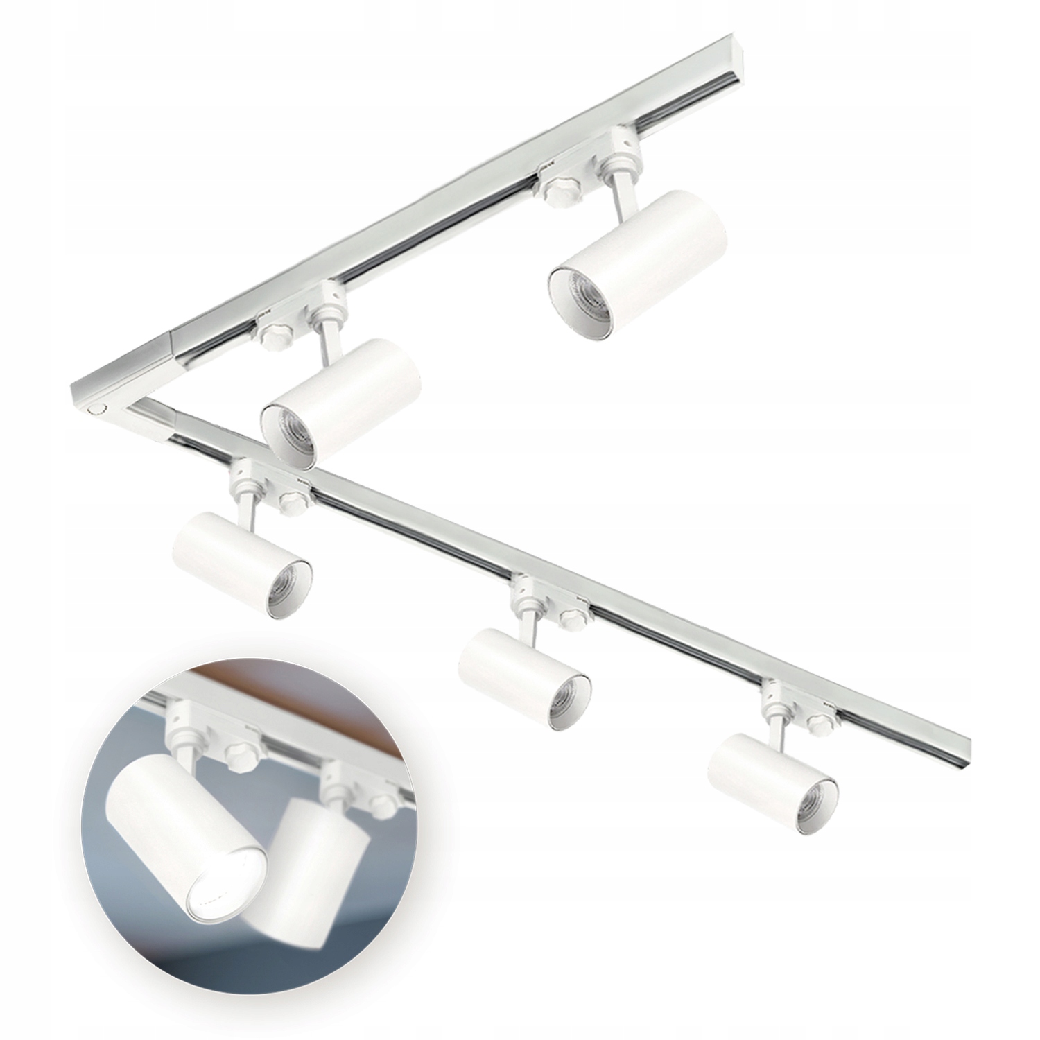 3-fázový kolejnicový systém 1m+2m, L pravý, 5x reflektor na GU10 Bílý