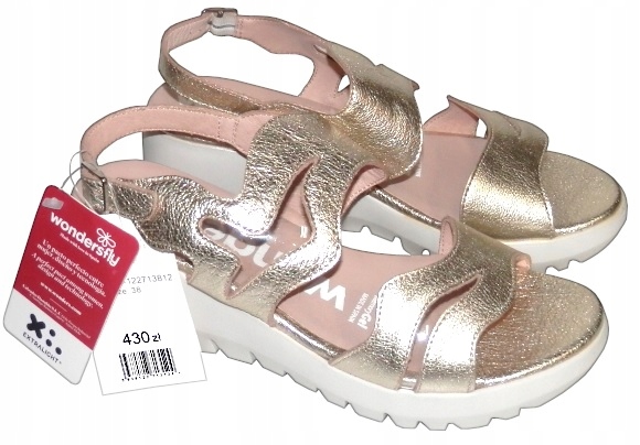 Sandály Na Koturnu Wonders D9004 Zlaté 38