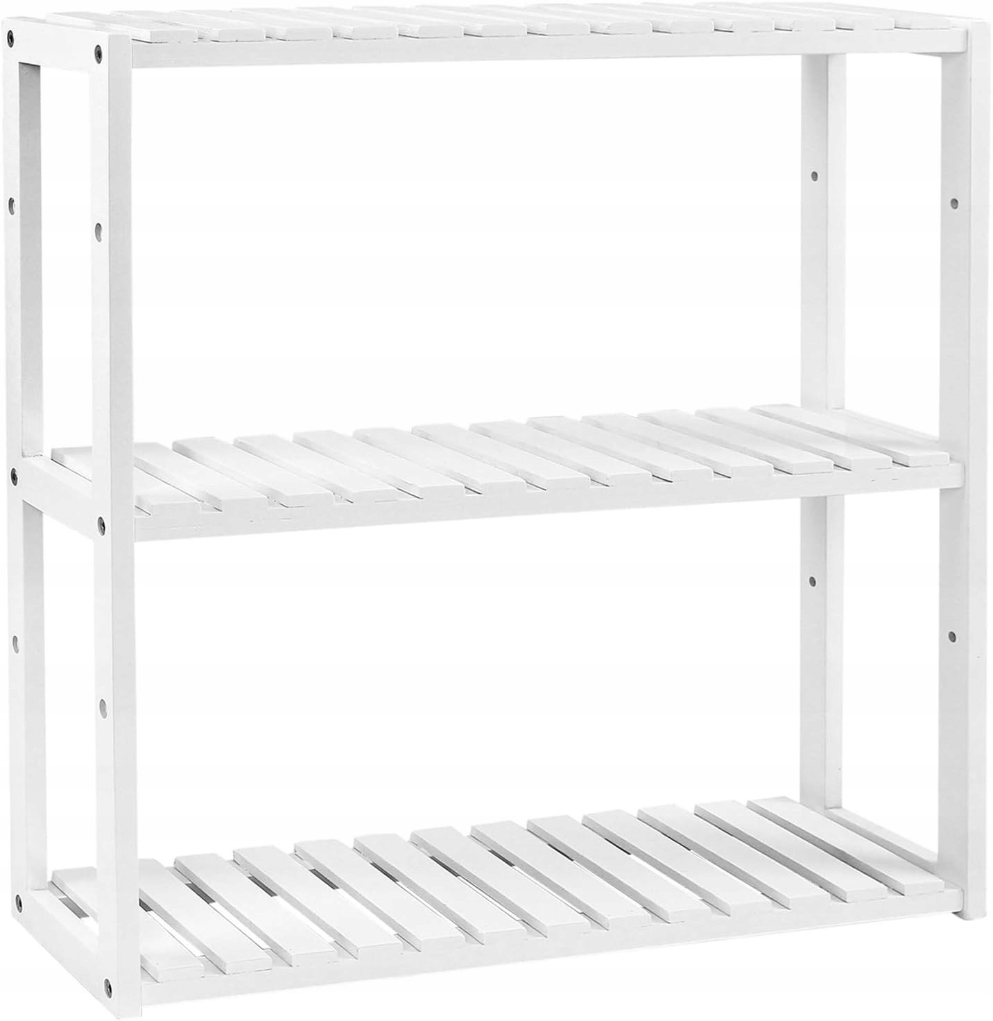 Songmics Bambusový regál 3 úrovně Nastavitelný Bílý 60x15x54