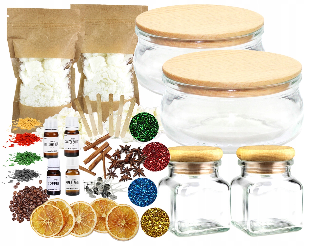 Sada na výrobu sójových svíček, elegantní sklo 2x 210 ml 2x 120 ml