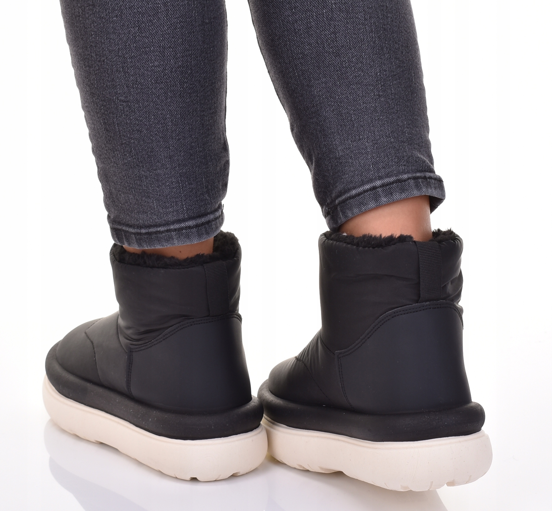 KLASYCZNE DAMSKIE ŚNIEGOWCE Z FUTERKIEM WSUWANE PLATFORMA BUTY ZIMOWE Rozmiar 40