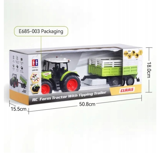 Zestaw Traktor Claas Arion 660 z przyczepą 1:24 Rc Double E E685