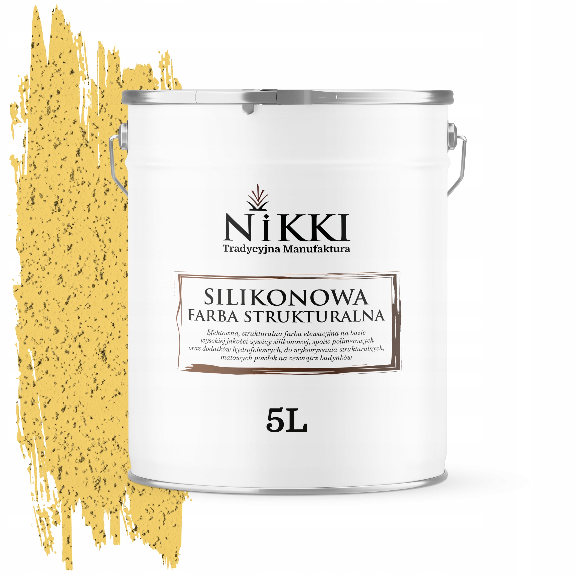 Štruktúrovaná fasádna silikónová fasádna farba 5L žltá citrónová F624