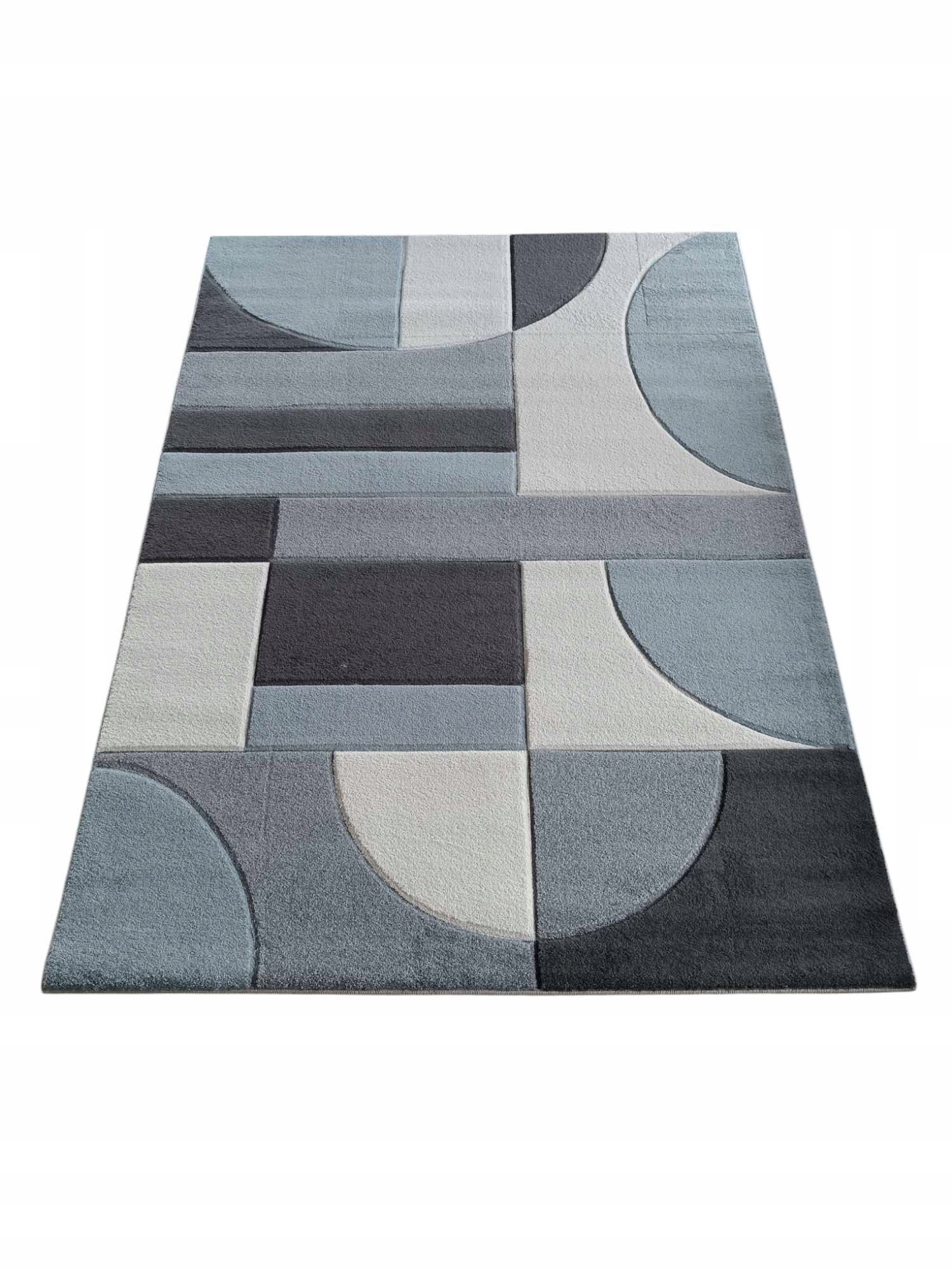 Koberec geometrický do obývacího pokoje 160 x 230 cm, vyřezaný 3D vzor, měkký, hrubý