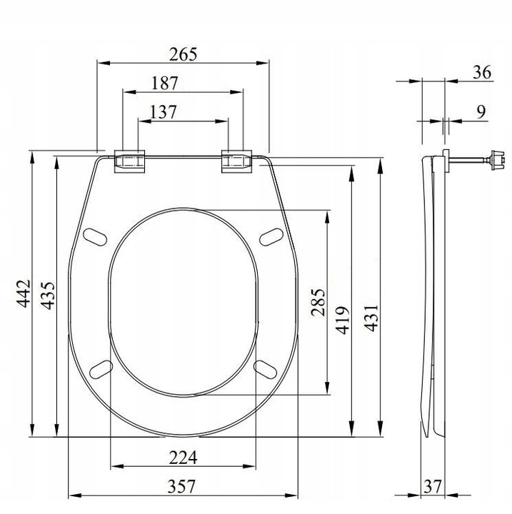 DESKA SEDESOWA UNIWERSALNA BIAŁA SOLIDNA ZAWIASY Zamiennik Roca Koło Delfi Marka InterSano