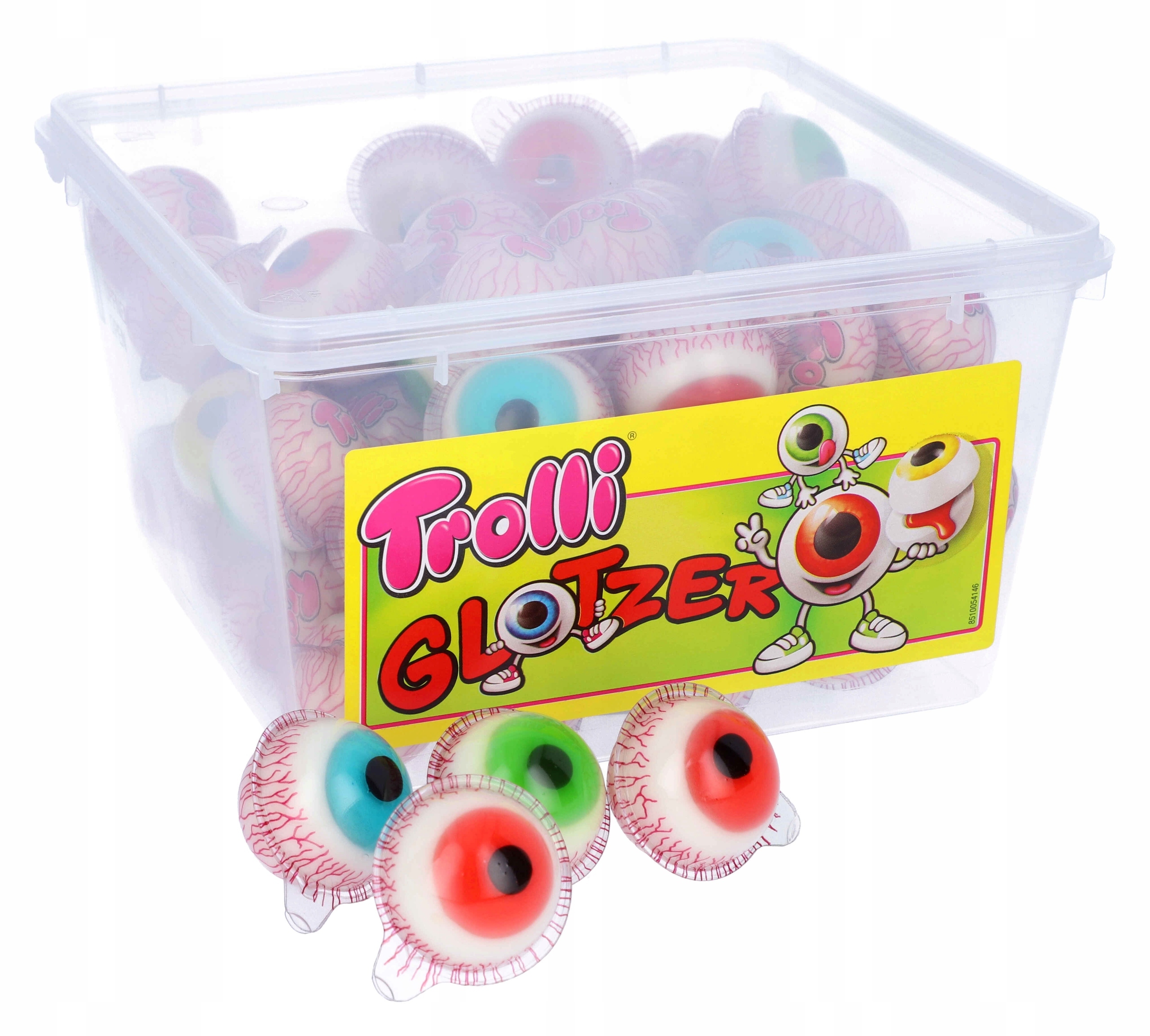 Levně Trolli Želé Bonbony Oči Pop Eye Ovocné kuličky Box 60ks Halloween Oko 1128g De