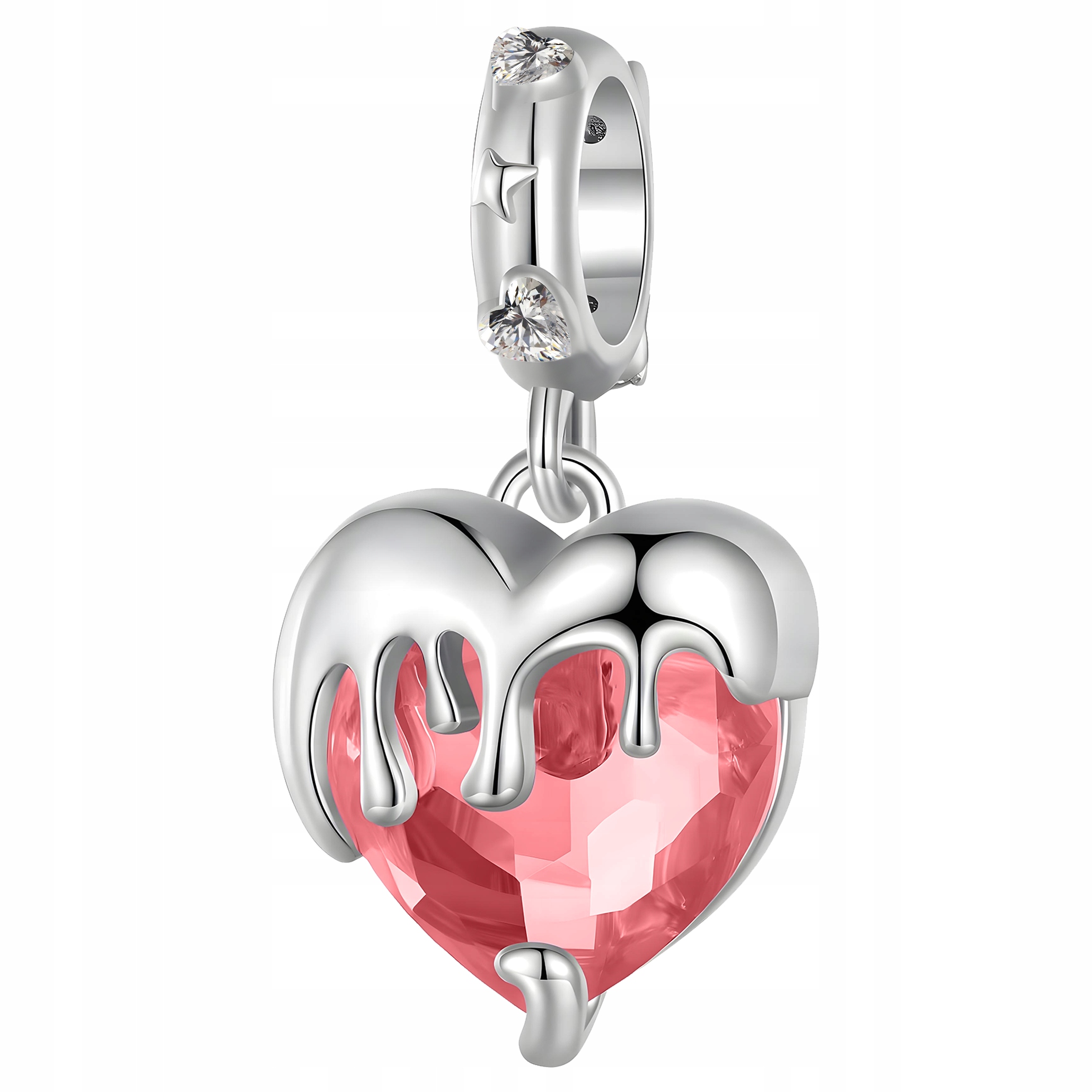 Stříbrný závěsný přívěsek Červené srdce Rubínové srdíčko Stříbro 925