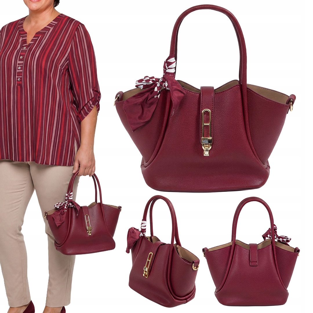 Bordó trapézová kabelka s šátkem plus size velikost Uni.