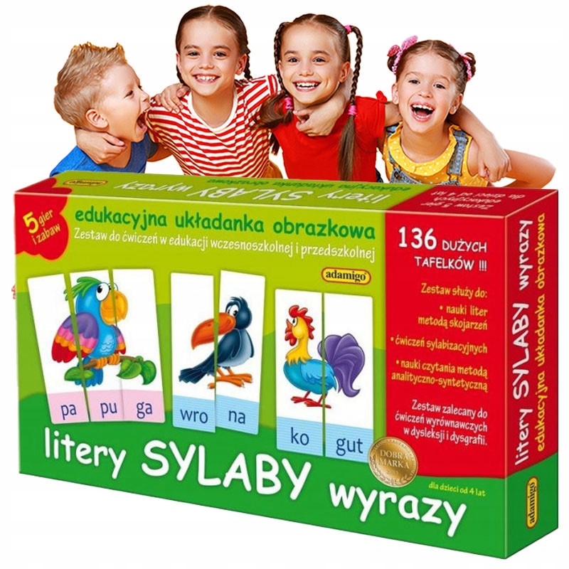 Litery Sylaby Wyrazy Naukowa Gra dla Dziecka Edukacja Najmłodszych