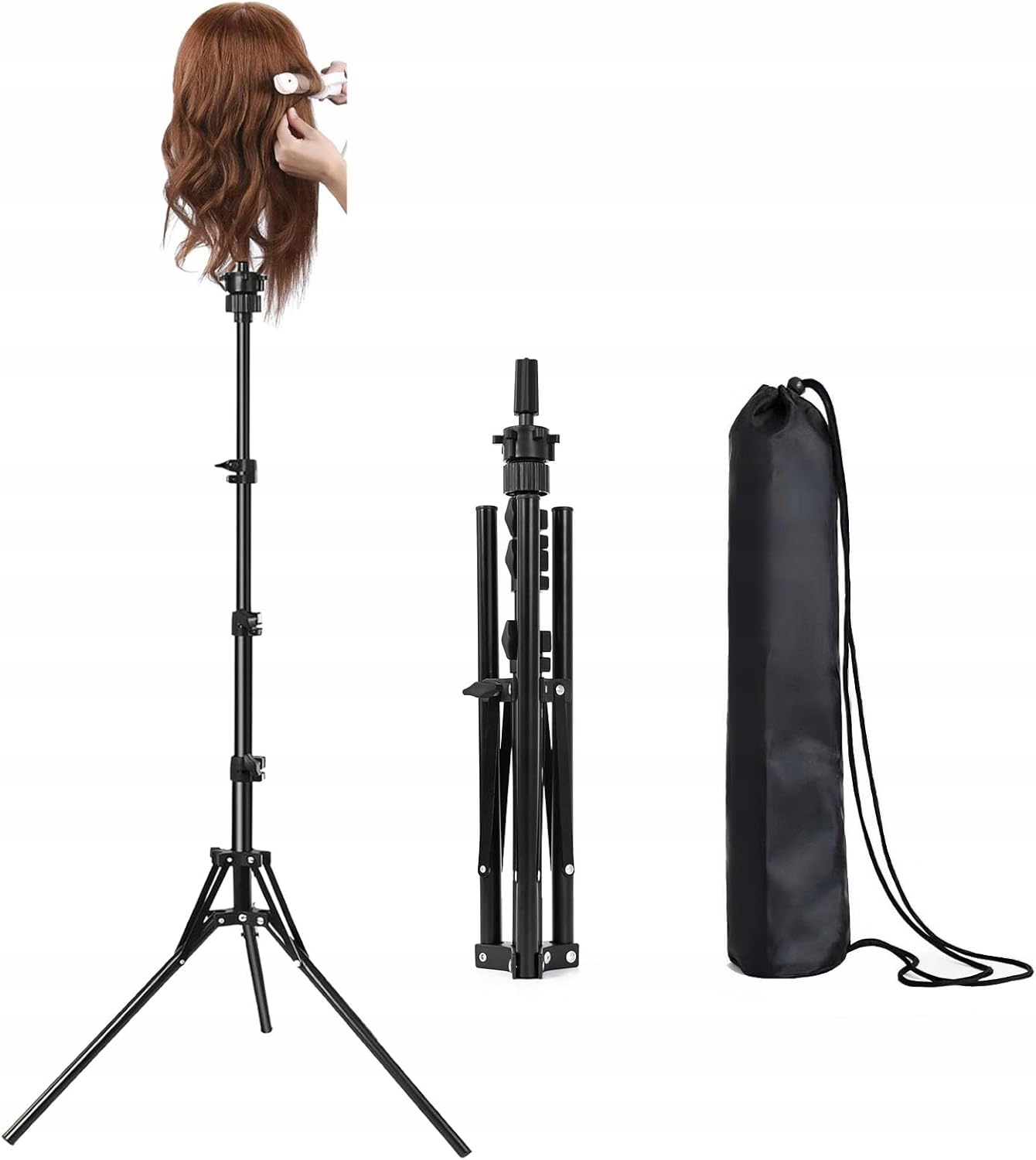 Stojan na kadeřnickou hlavu 1.6 m Trojnožkový stativ s nastavitelnou výškou