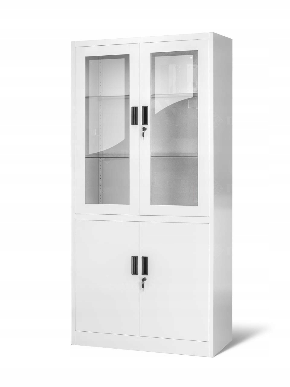 SZAFA METALOWA LEKARSKA PRZESZKLONA PÓŁKI FV