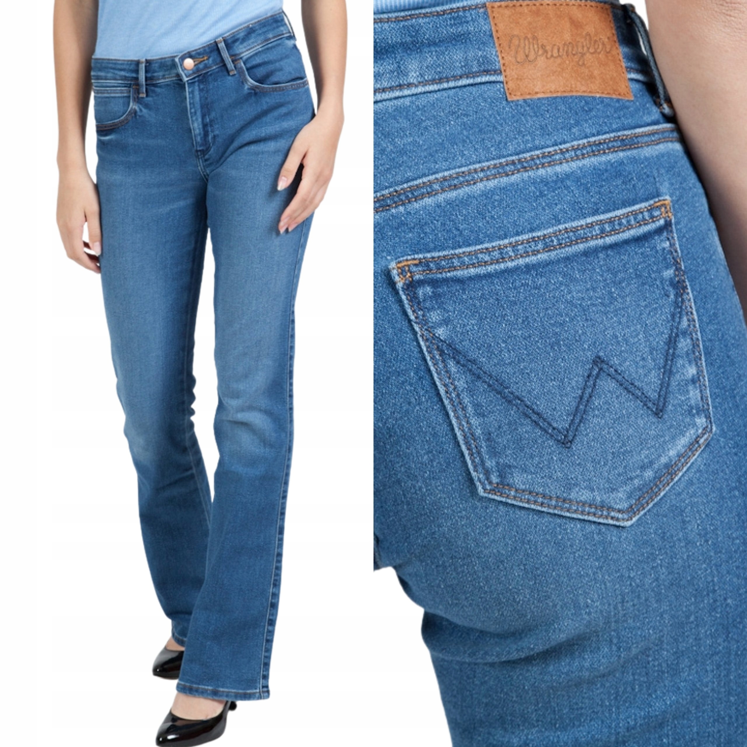 Wrangler kalhoty Bootcut modré Regular jeans W28 L32