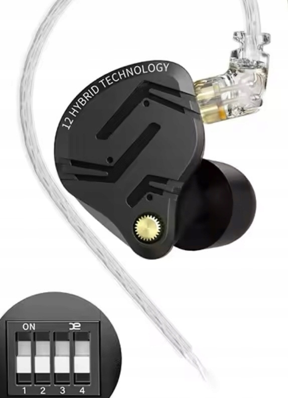 Słuchawki dokanałowe metalowe Kz ZS12 Pro X ze strojeniem 4 przełączniki