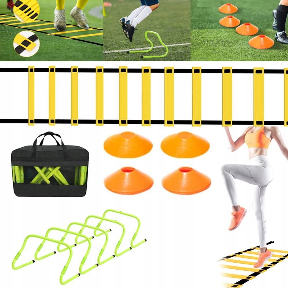 Duży zestaw Drabinka Koordynacyjna Pachołki Technika 5x Płotki