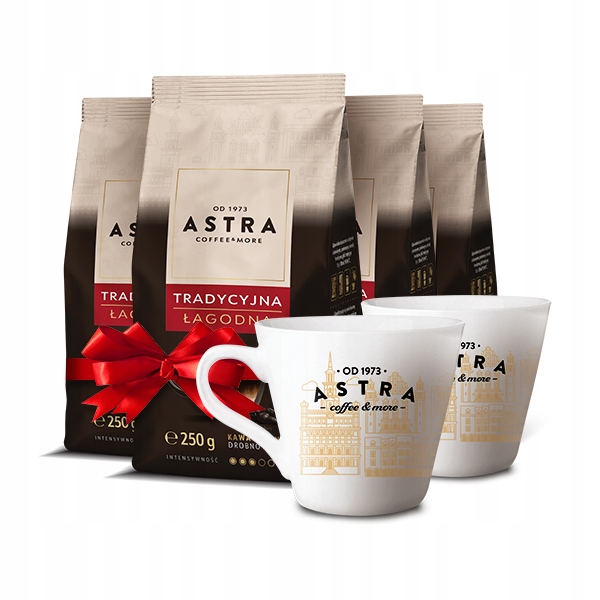 Levně Kávová sada Astra 4×250 g 2 šálky Dárek pro Kávovara