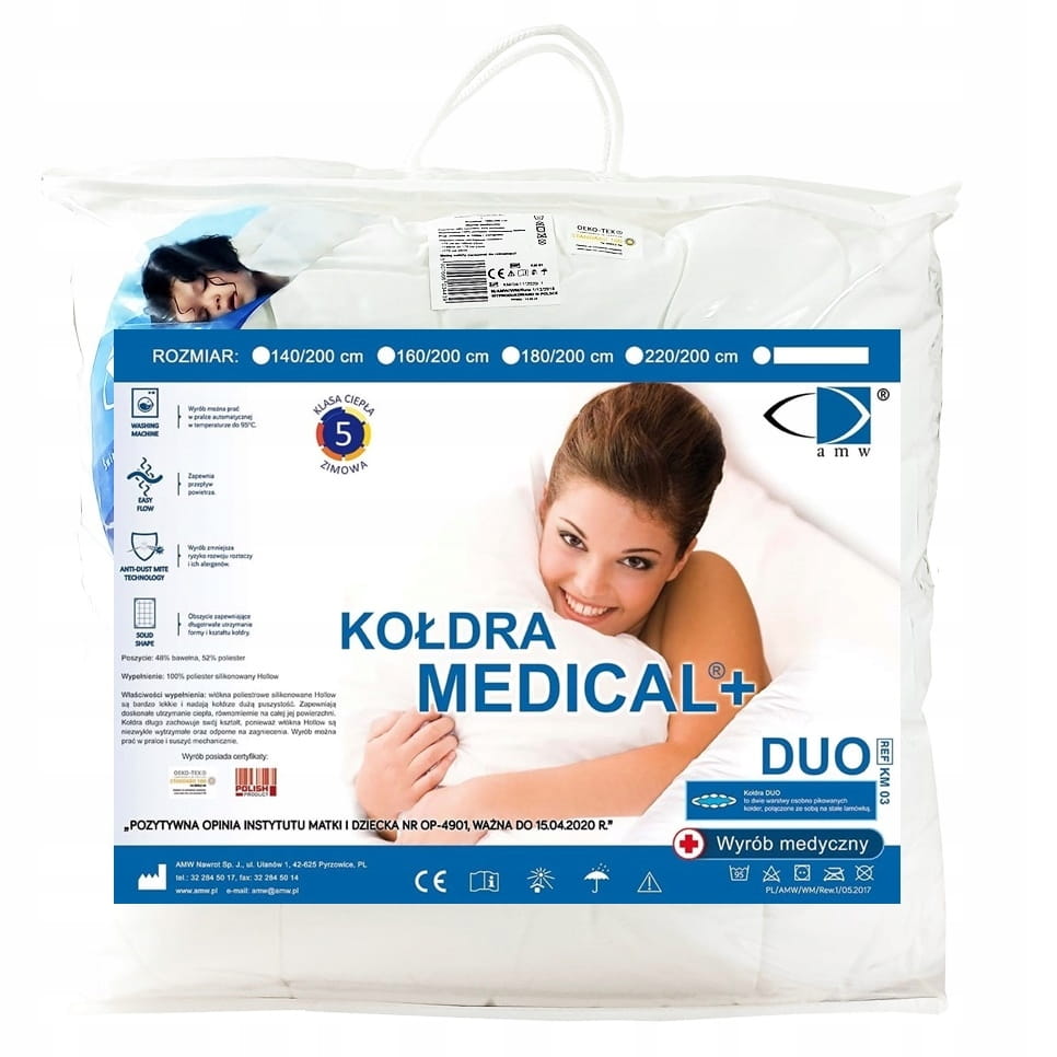 

Kołdra Amw Medical Duo 180x200 zimowa 1600g