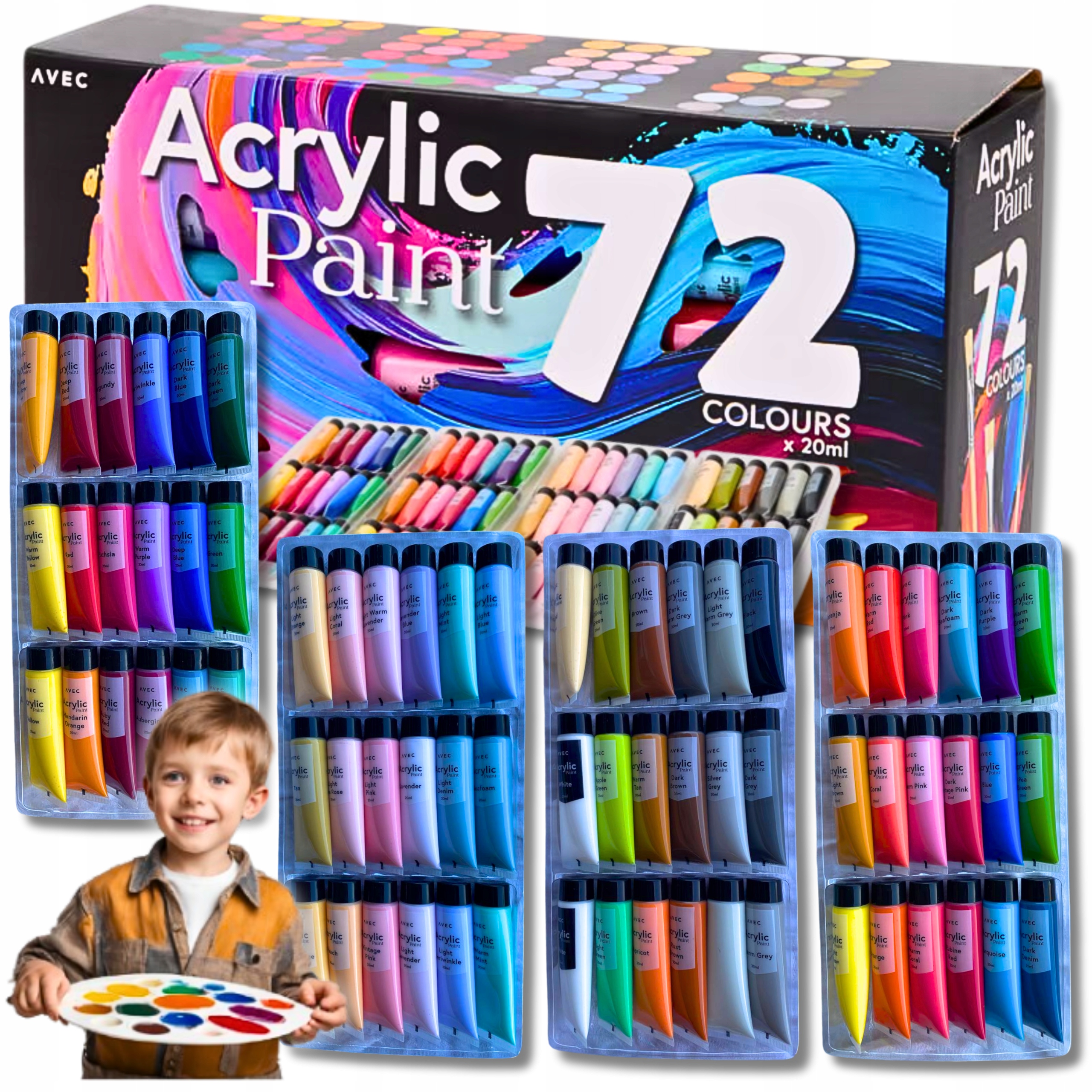 Akrylové Barvy Obrovská Sada Akrylových Barev 72x20 ml Barva Akrylová XXXXL