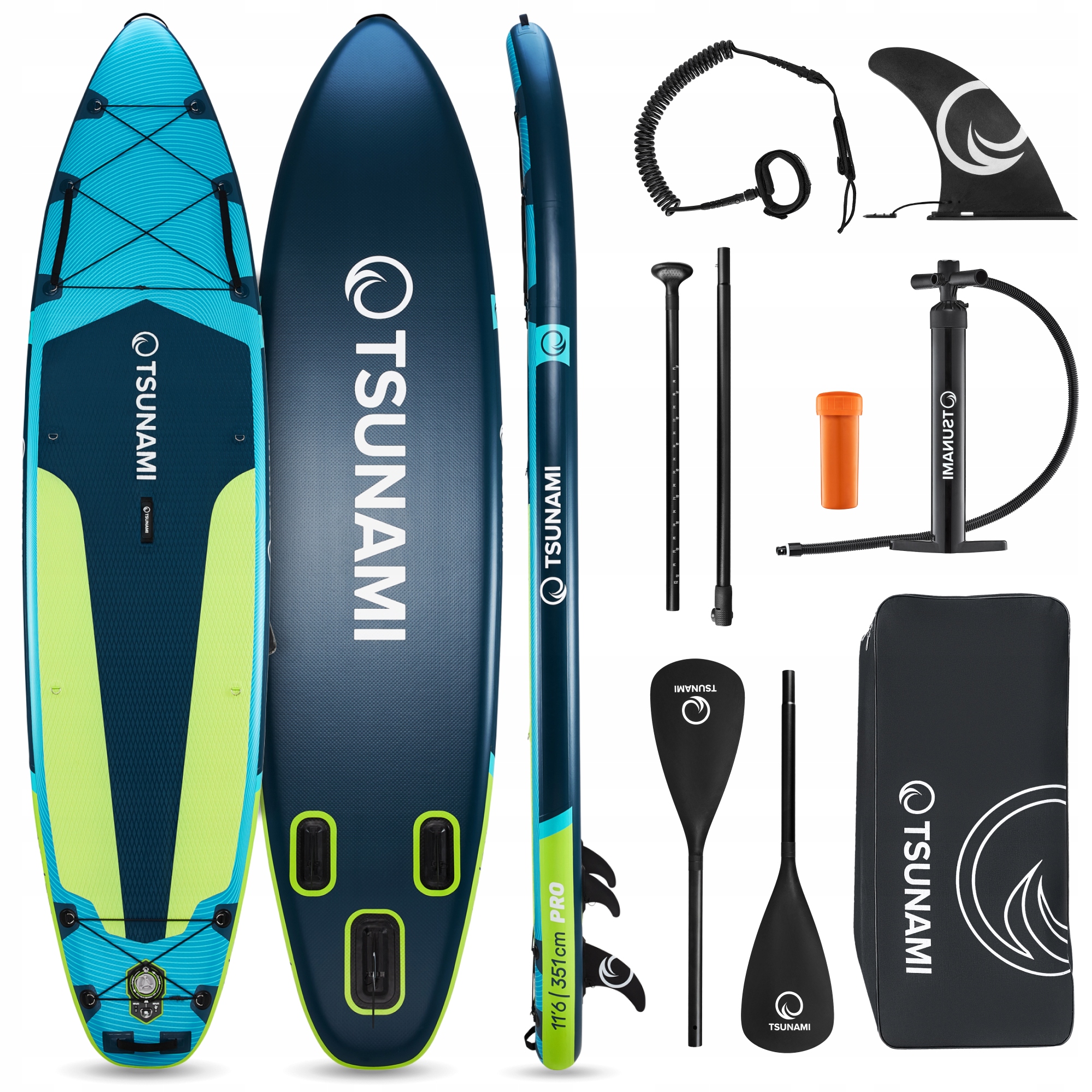 Sup Stand Up Paddle Nafukovací Deska Pro Plavání Tsunami Příslušenství 350 CM T14