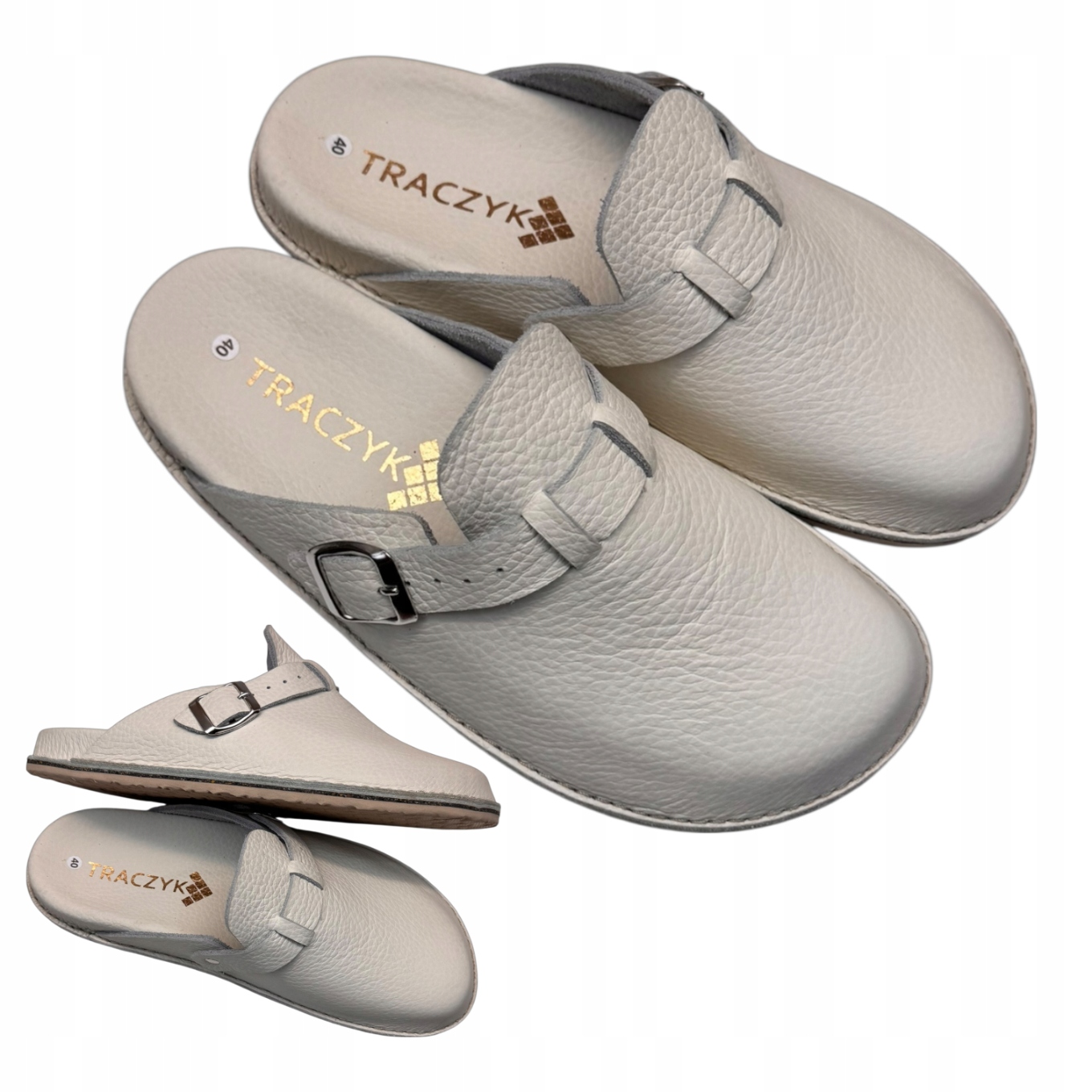 Nazouváky Traczyk Ecru Modne Ortopedické Chodaki Přírodní Kůže Fusbet vel. 35
