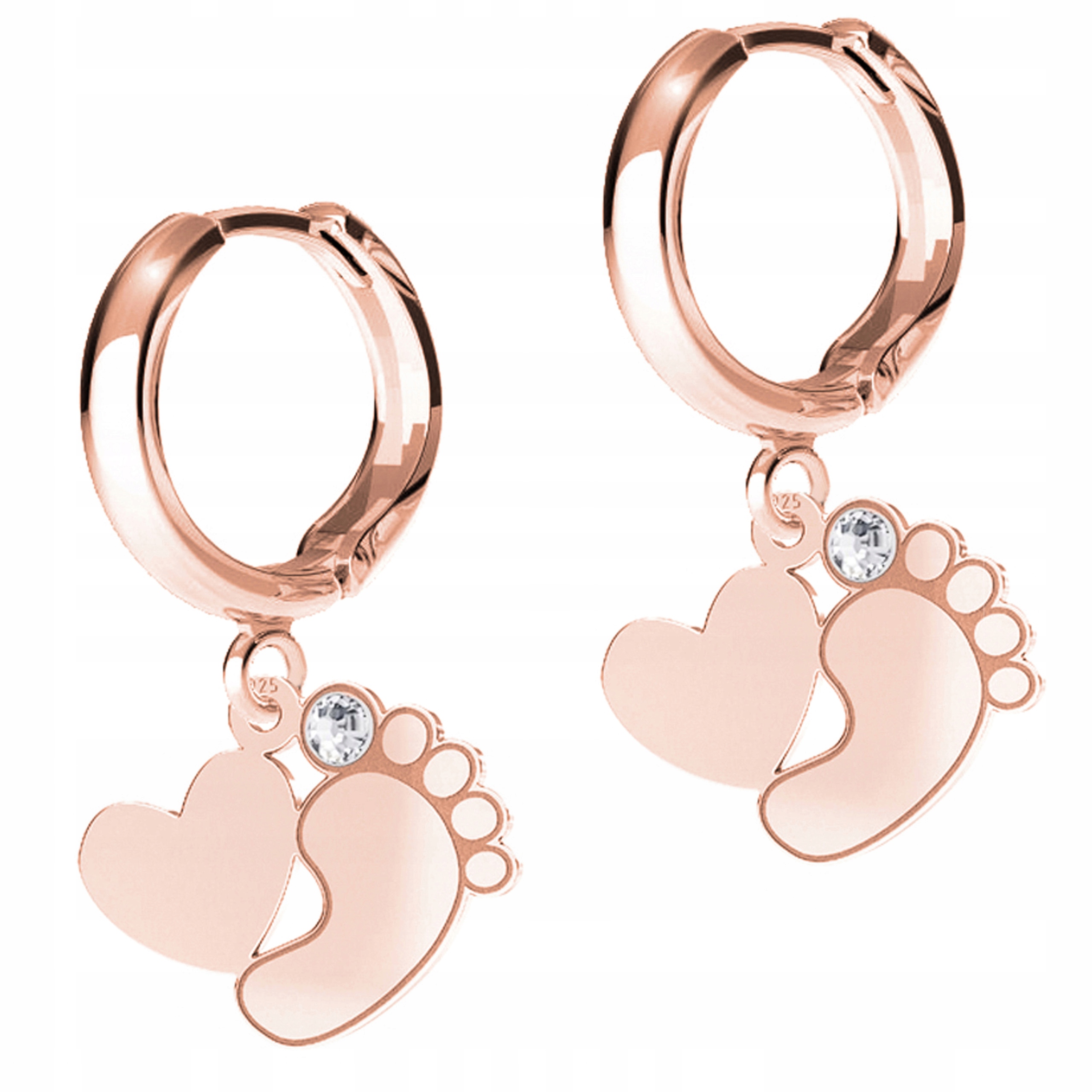 Náušnice Pozlacené plechy s nožičkami pro nohy dítěte Chodidla Stříbro 925