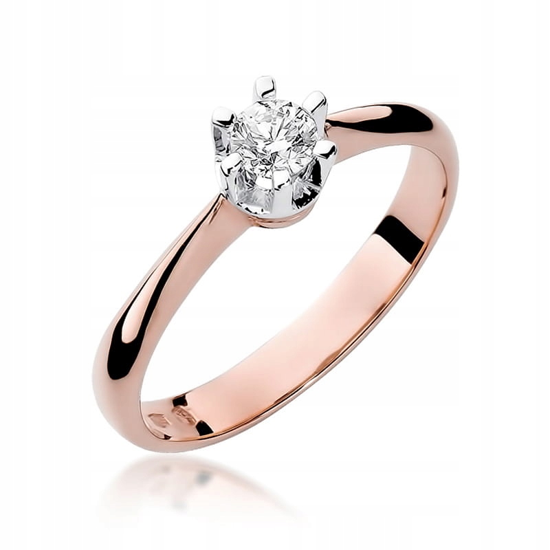 Prstýnek z růžového zlata 585 s briliantem 0,23 ct, zásnubní klasický