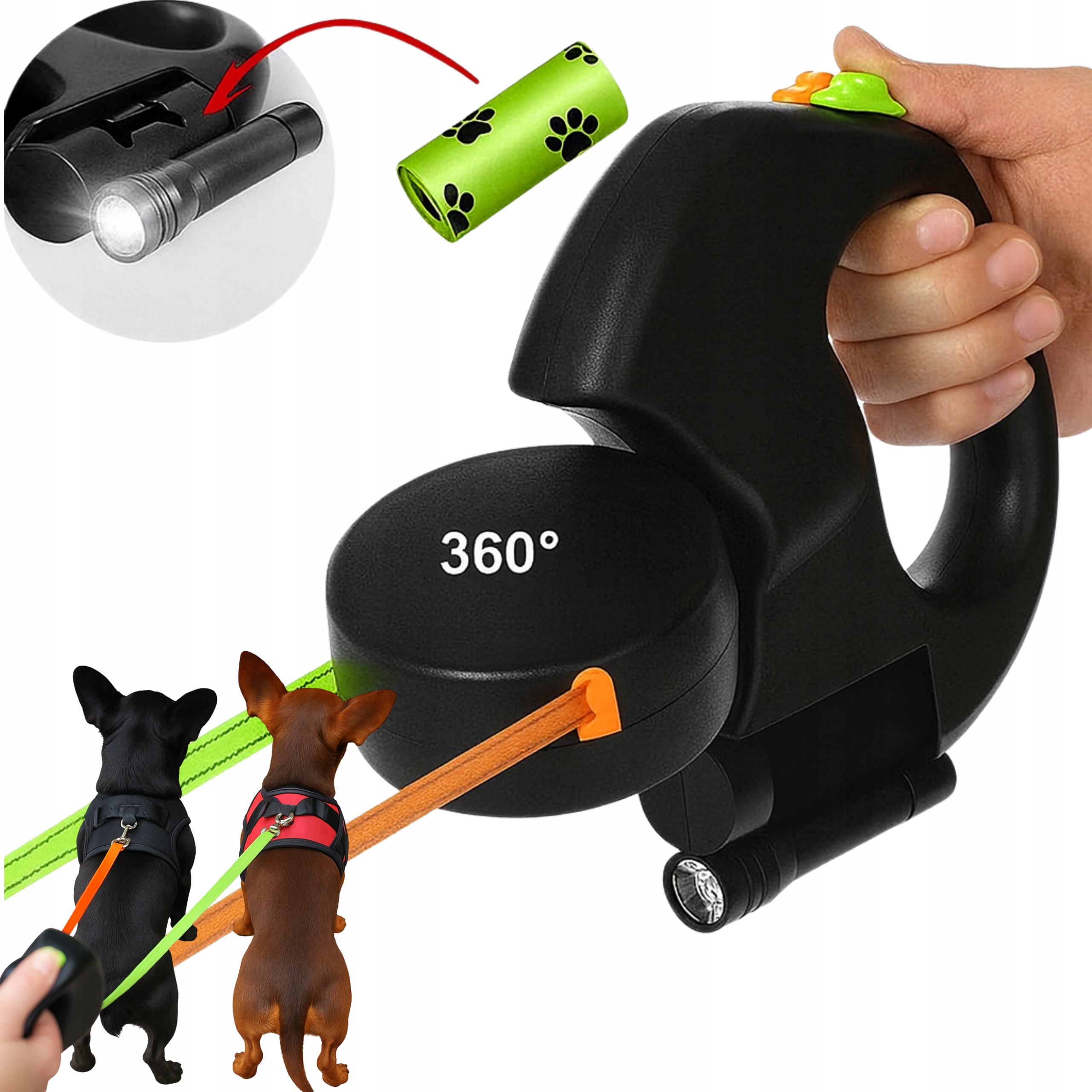 Levně Automatická dvojitá multifunkční vodítko s baterkou Dárek