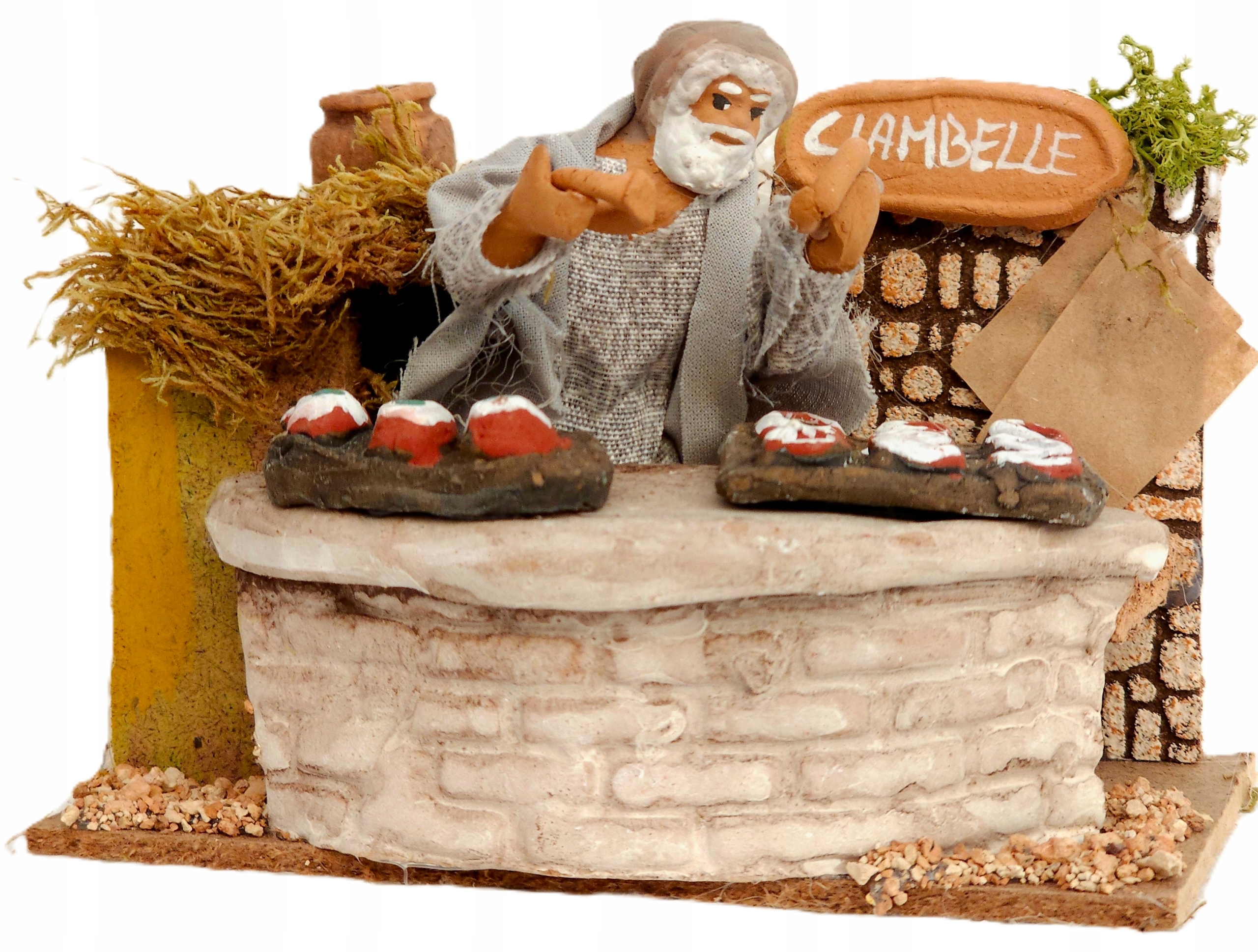 Pohyblivá figurka do betlehemu „Predavač šišiek“ na 220 V – pre postavy s výškou 10 cm