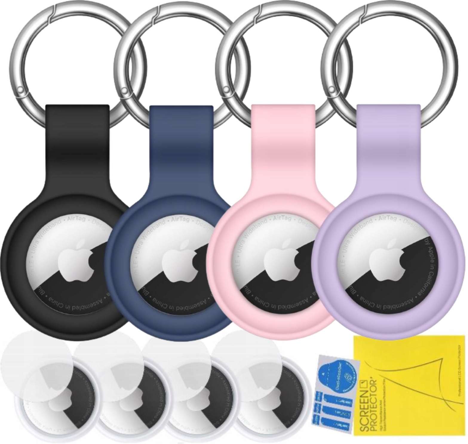 Etui silikonowe e-inventory 4x do Apple AirTag + folia hydrożelowa