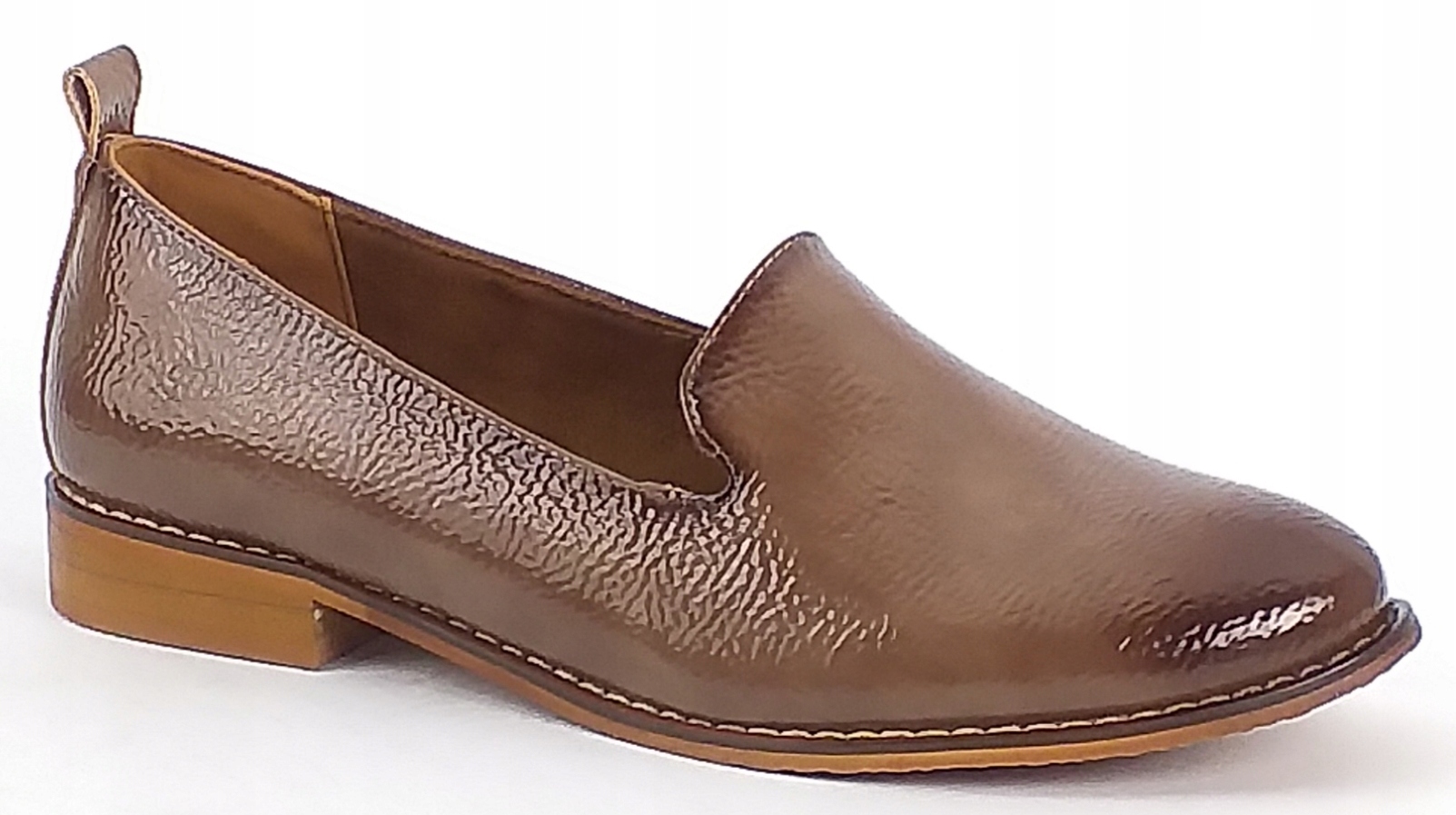 Mokasyny Potocki 26-19337 Damskie Półbuty Błyszcące Lakier Cappucino Beż 37