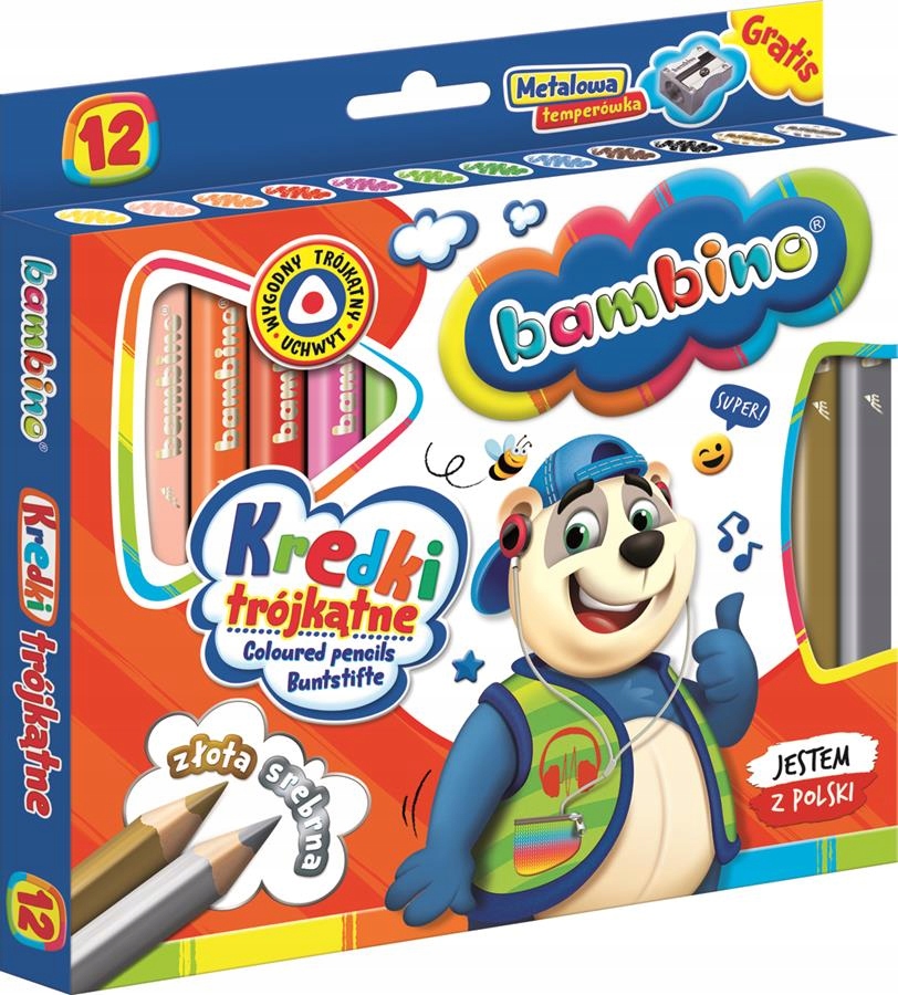 

Kredki trójkątne Bambino temperówka