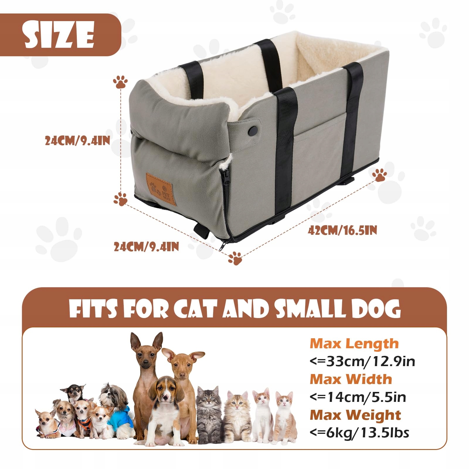 PETCOMFORT Fotelik Samochodowy Dla Psów Kotów Do 6kg Podróże Samochodem — miniatura 3