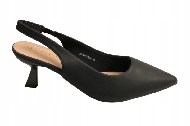 Boty Potocki 26-41315BK vel.38 Černé s odkrytou kačenkovou patou