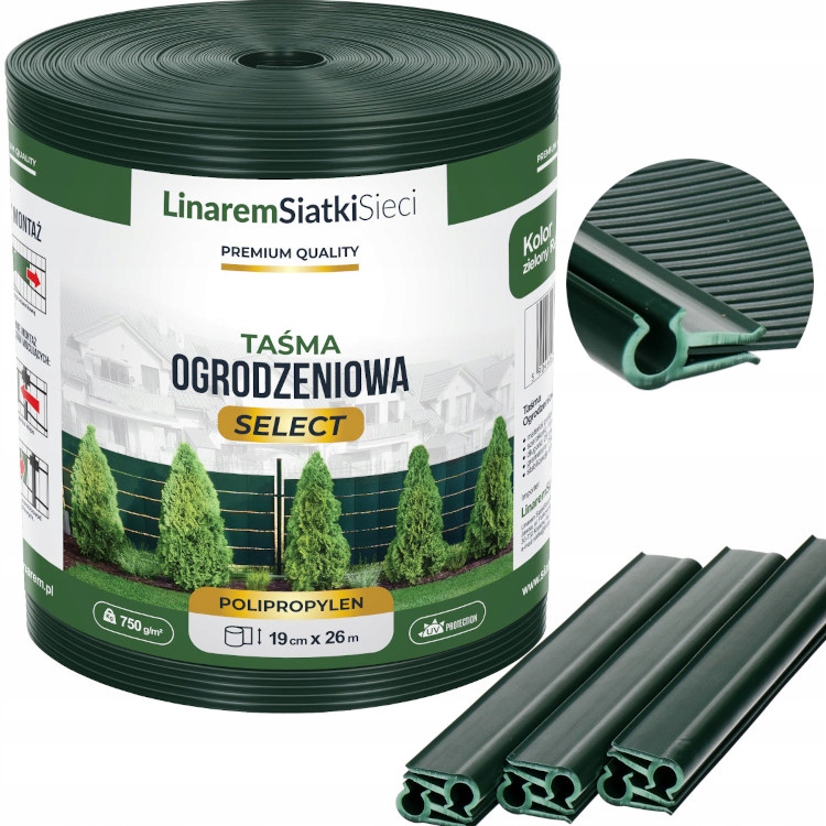 

Taśma Ogrodzeniowa Select Zielona 19x26m +klipsy