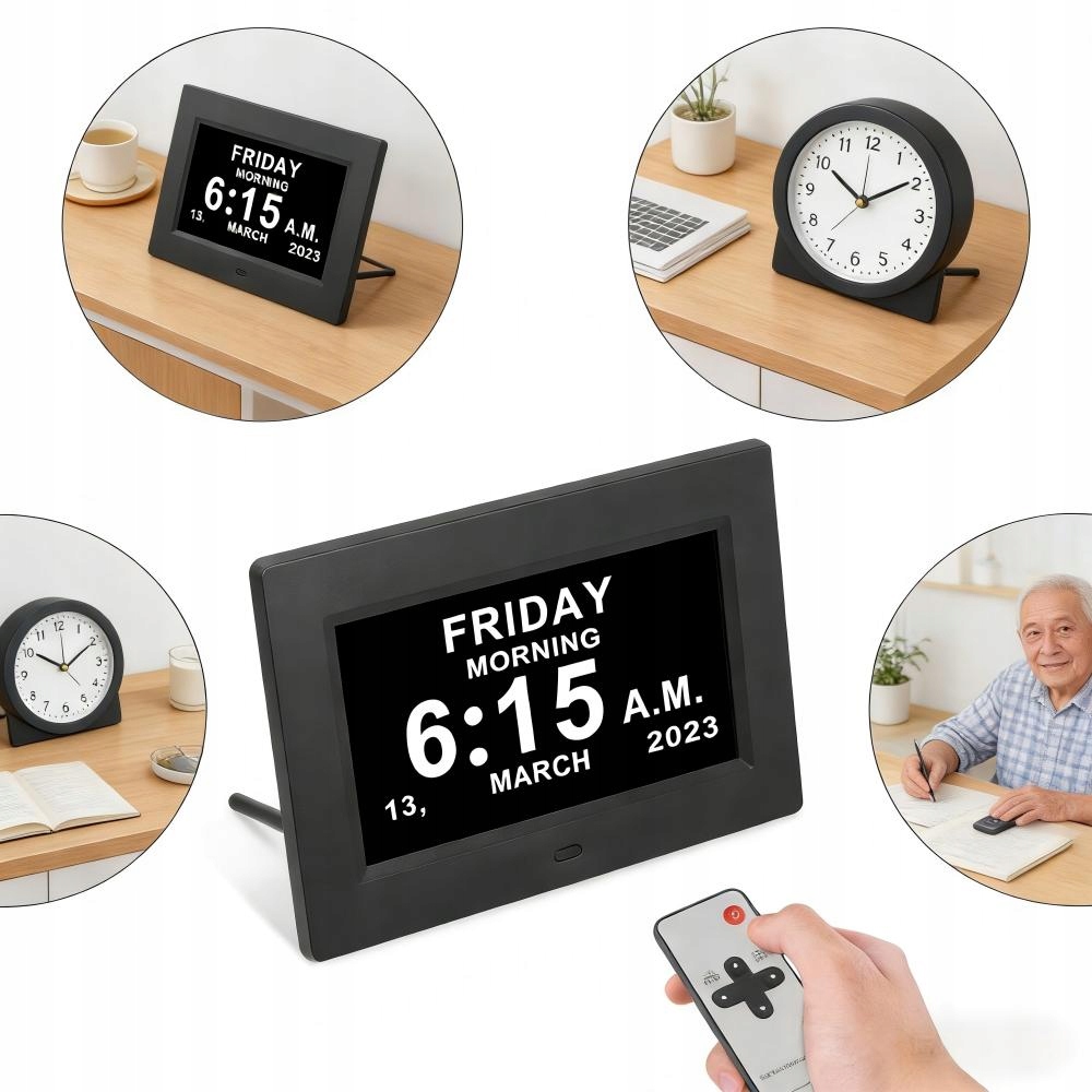 7PALCOVÝ Digitální LCD Kalendář S Datem A Časem, Digitální Budík