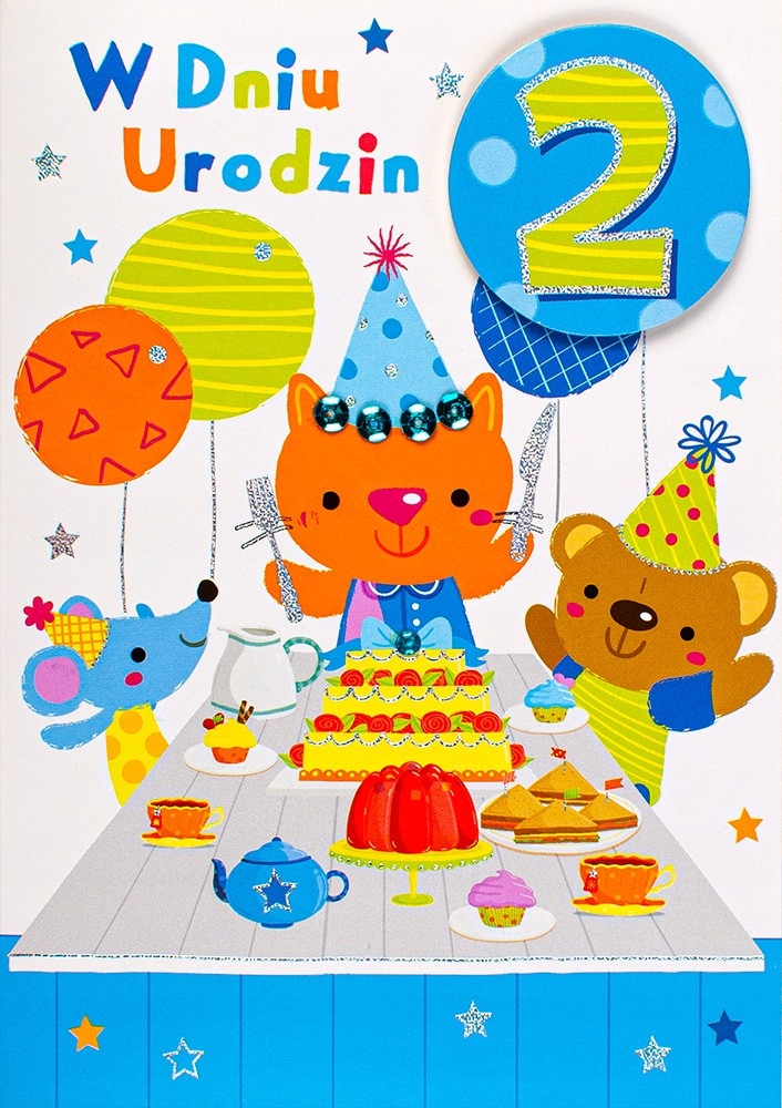 Kartka na 2 urodzinki dla chłopca zabawna lux M851