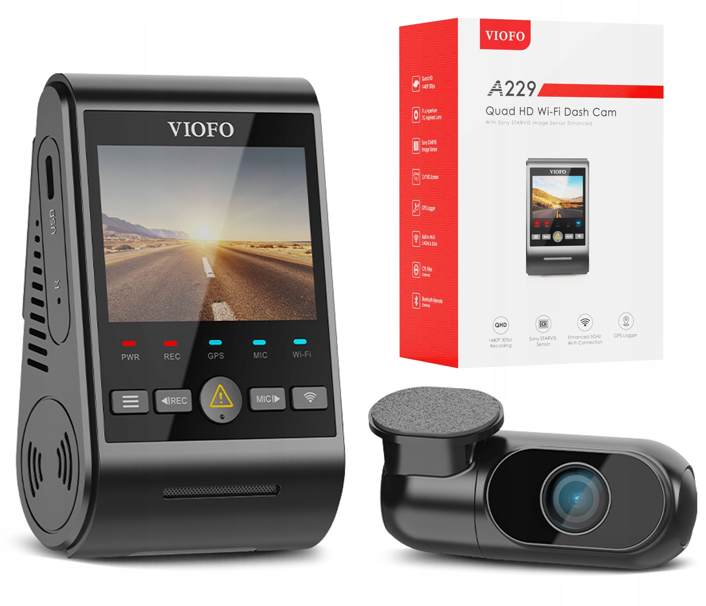 Kamera automobilová Viofo A229 Duo-g černá Wifi Bluetooth Záznamník Trasy