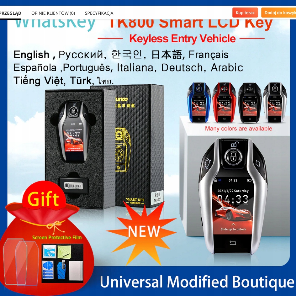 Kluczyk LCD uniwersalny dla BMW Benz VW AUDI ITP Numer katalogowy części 2256