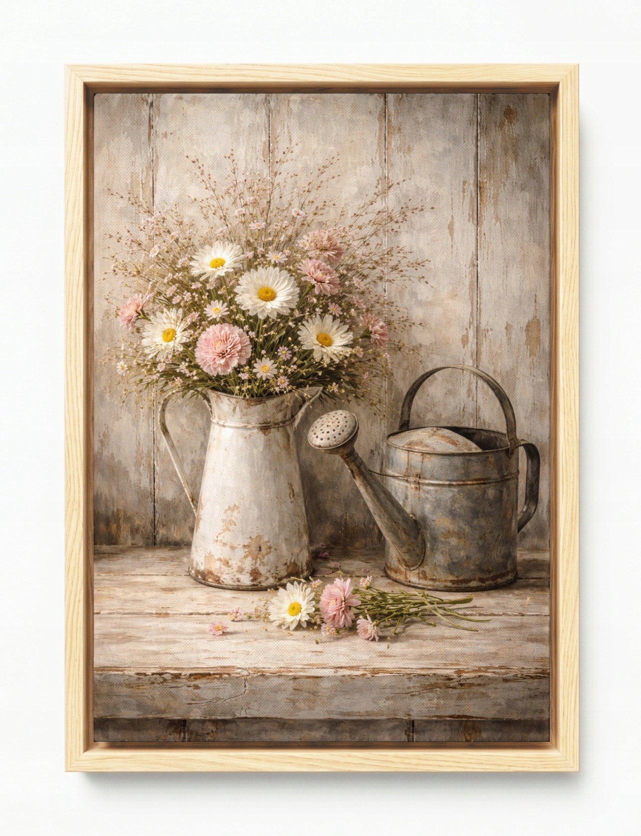 Obraz Rám Americký Box Dekorace Vesnice Zahrada Květiny Kytice Konev 40x60
