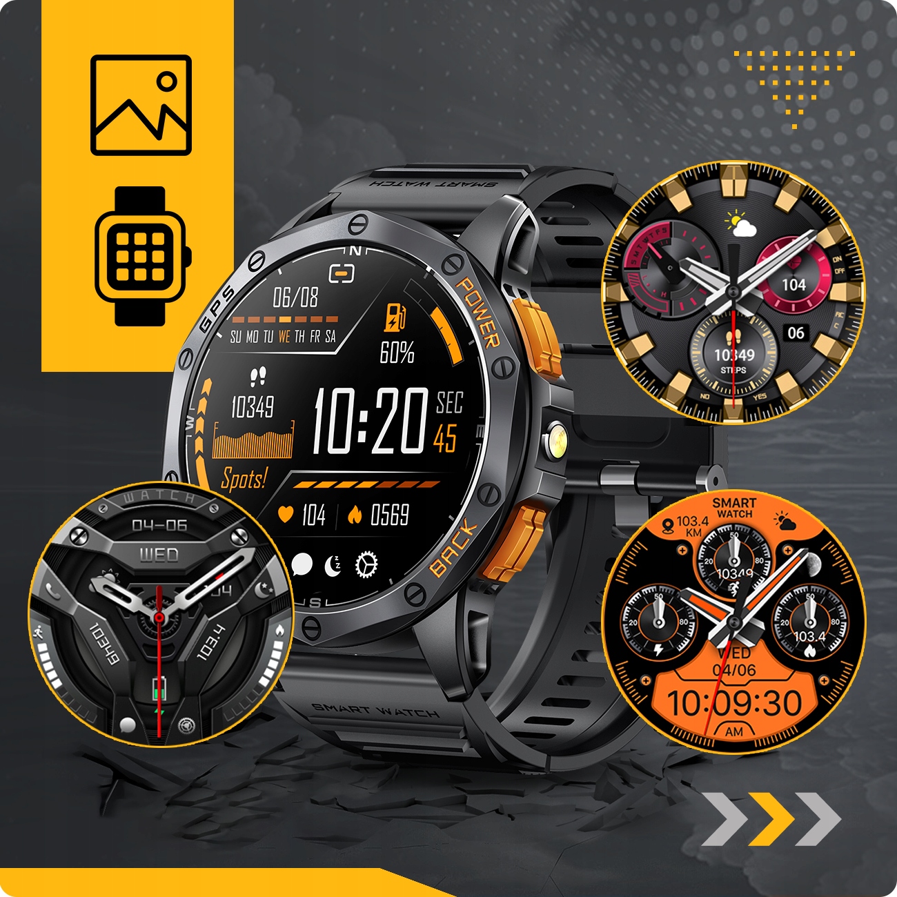 SMARTWATCH MĘSKI GPS MENU POLSKIE WODOODPORNY SPORT ROZMOWY SMART WATCH PL Komunikacja Bluetooth