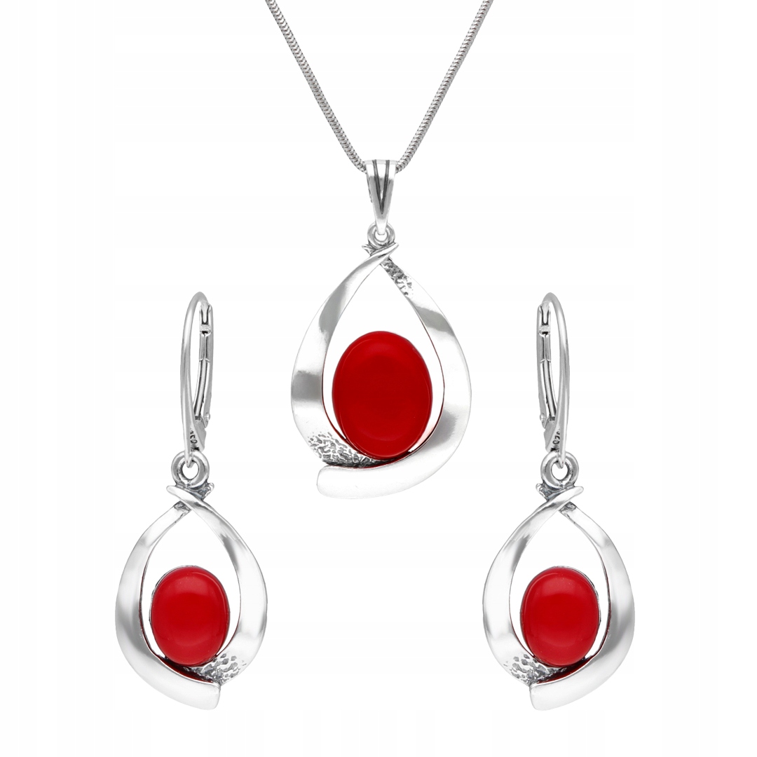 Komplet s korálem stříbro