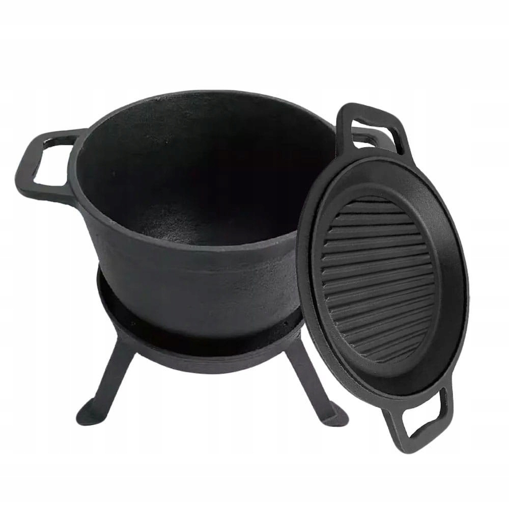 Lovecký Litinový Kotlík 8.0 L S Grilovací Pánví 2 V 1 Kinghoff KH-1733