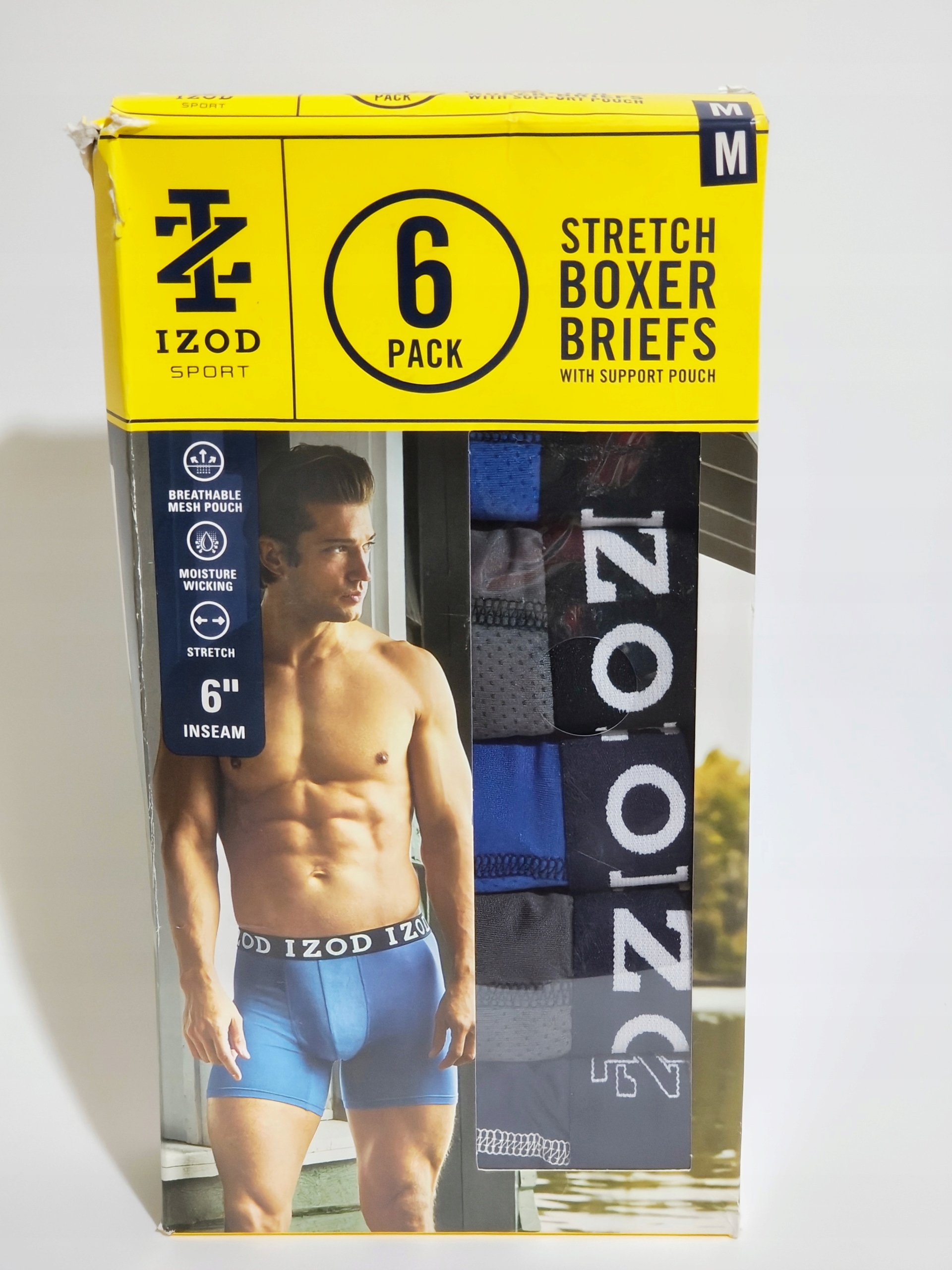 3. Izod Boxer Brief 6-pack Stretch s podpůrným pouzdrem, Velikost M