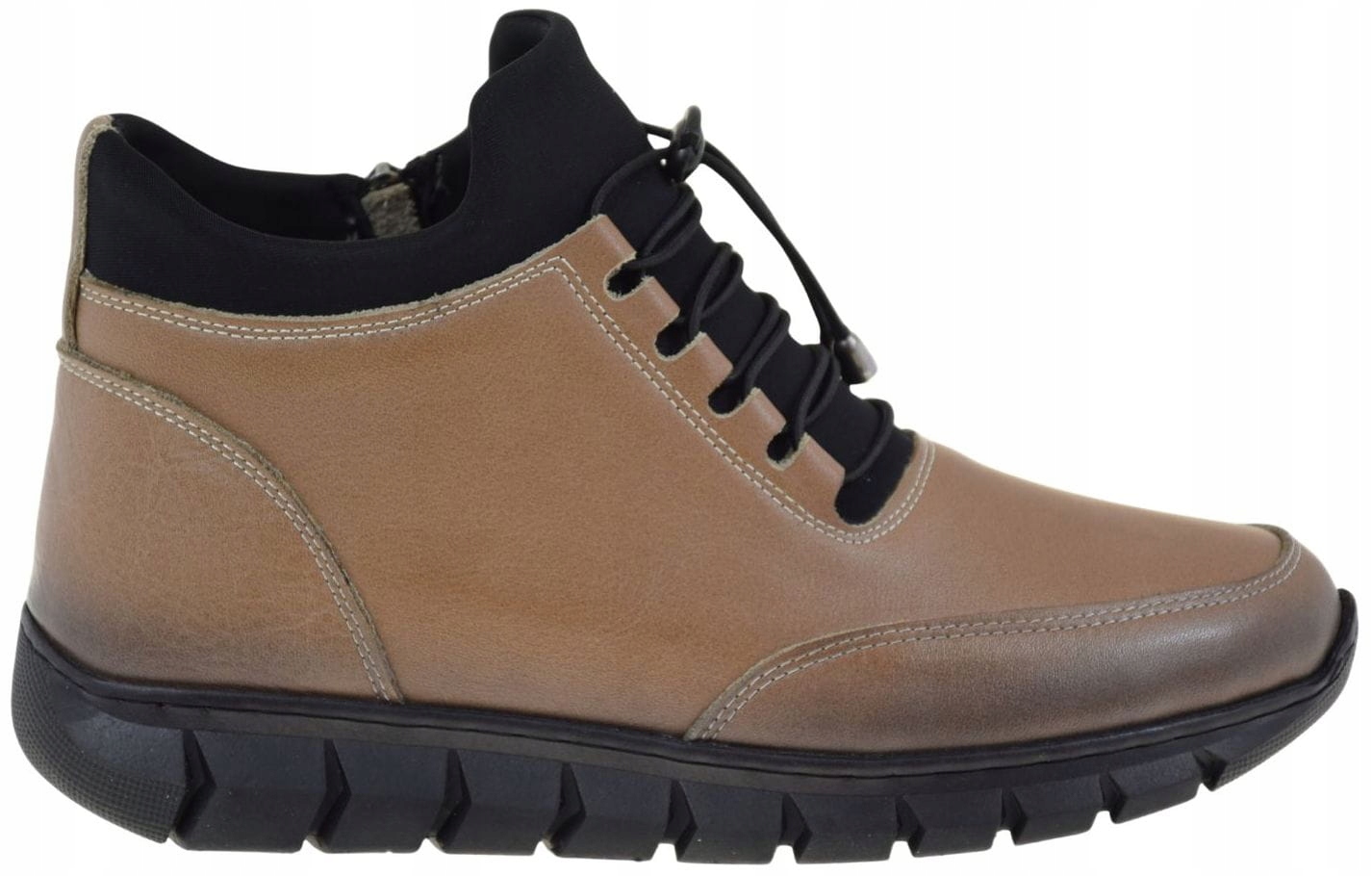 Dámské kožené kozačky Artiker 57C2156 béžové módní zateplené boty R37